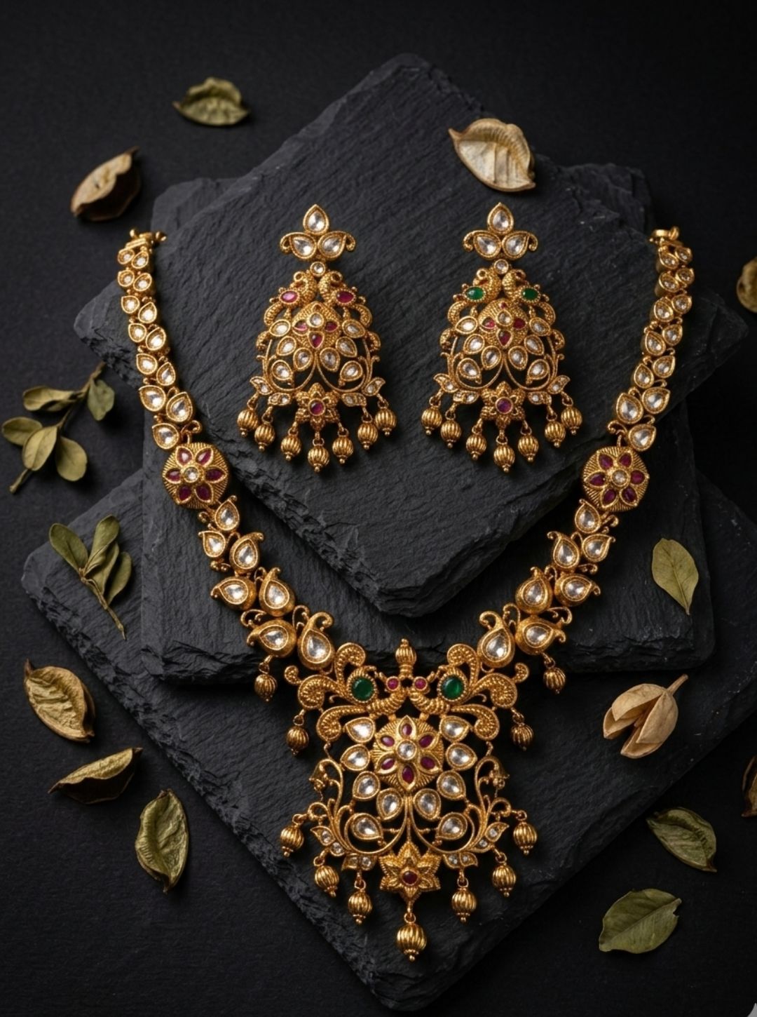 POLKI FLORAL NECKLACE