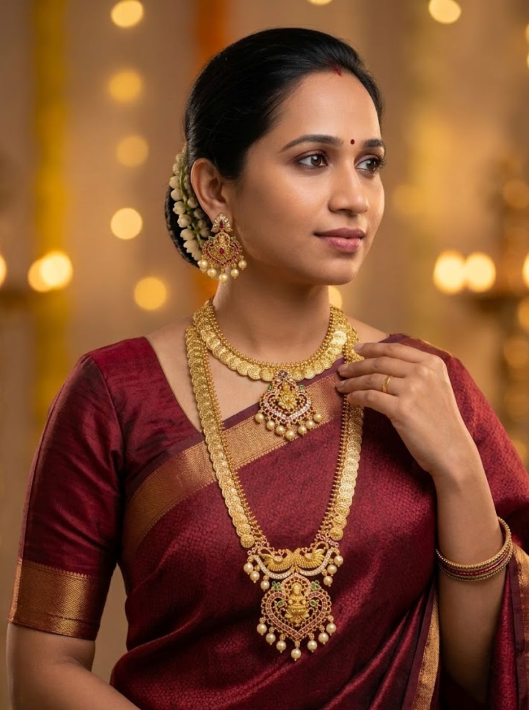 Kaveri Mayil Necklace antique peacock temple haram