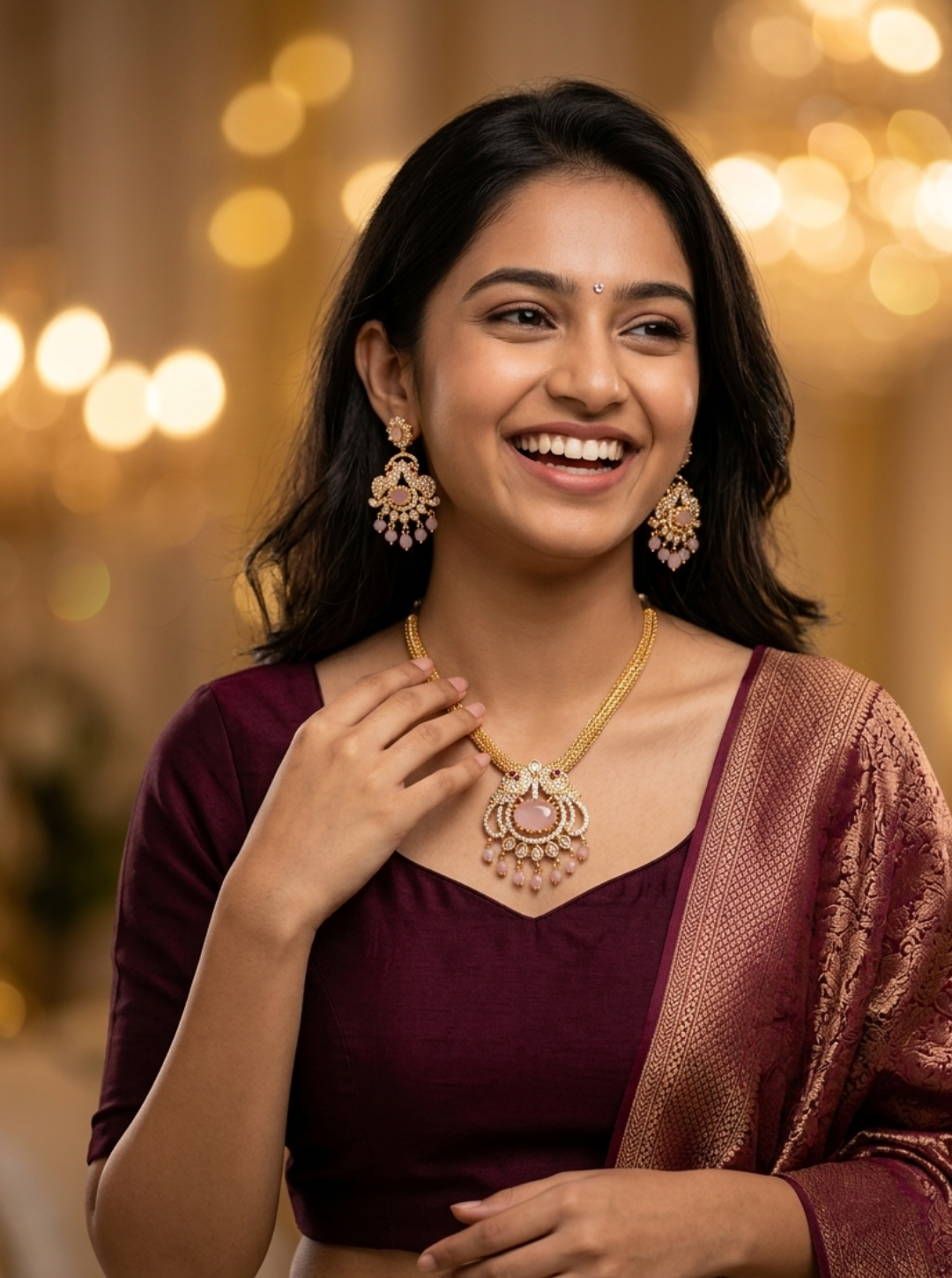 NAVISHAA PINK ELEGANCE NECKLACE