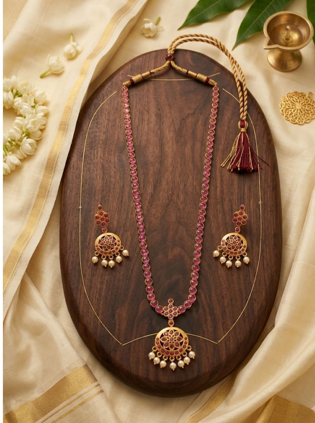 Elegant South Indian ruby necklace set for weddings