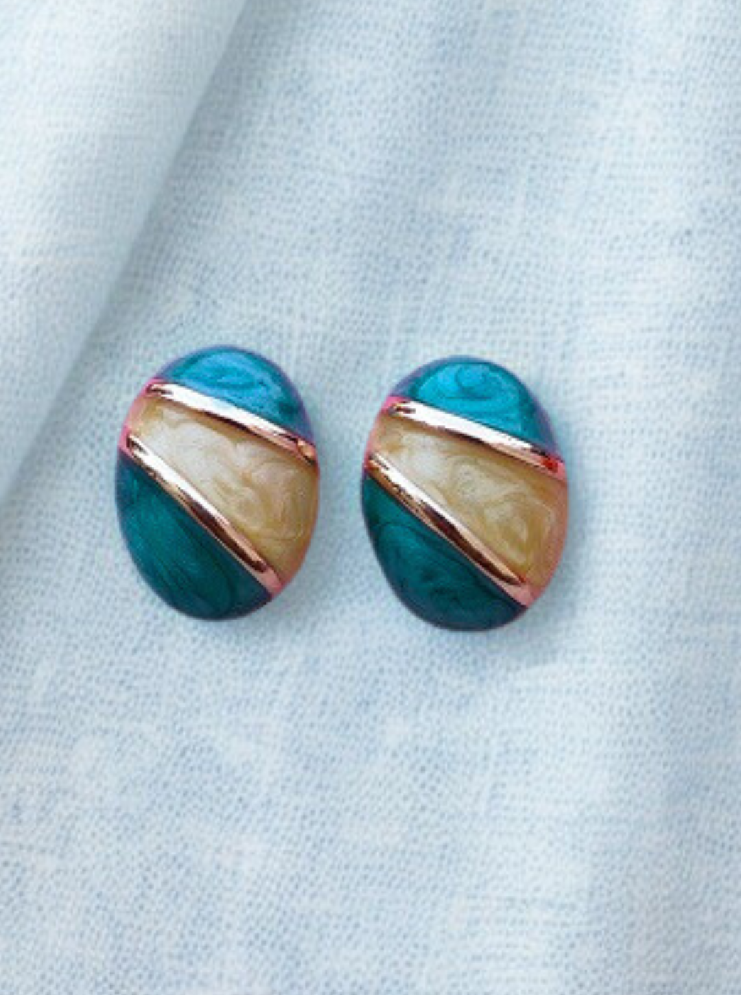 6COLOR OVAL DUOTONE EARRINGS