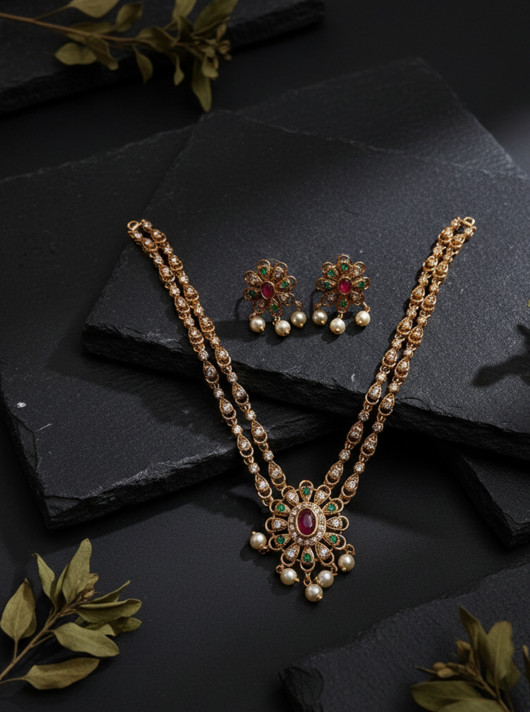 ROYAL FLORAL DUAL LAYER NEKLACE