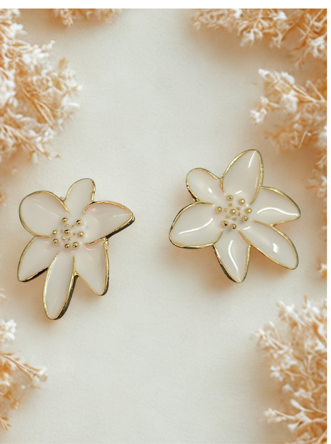 White floral earrings