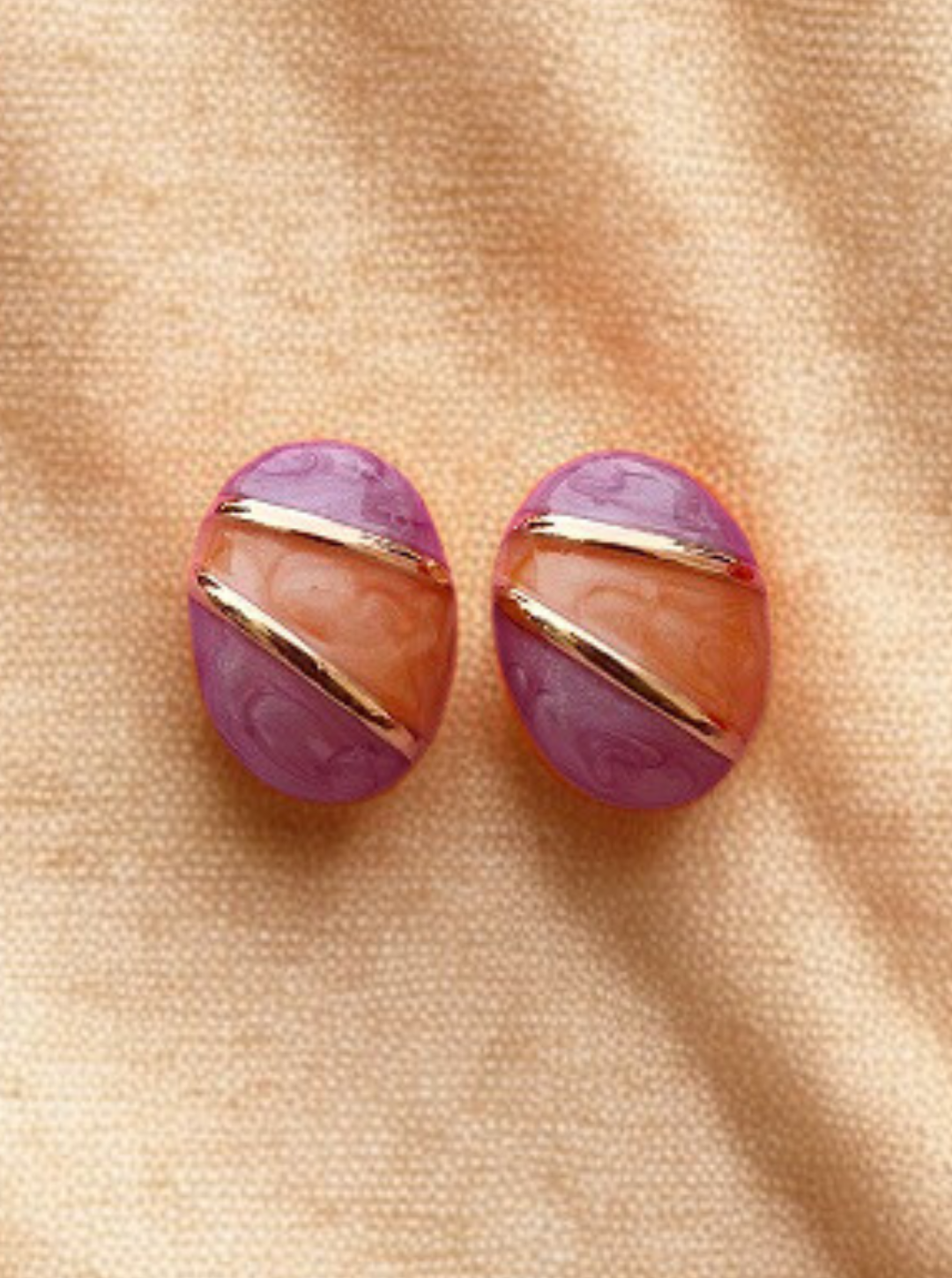 6COLOR OVAL DUOTONE EARRINGS