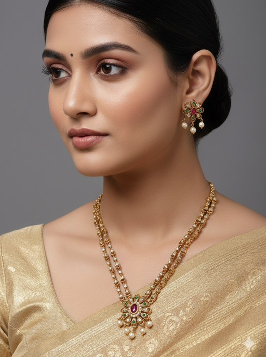 ROYAL FLORAL DUAL LAYER NEKLACE