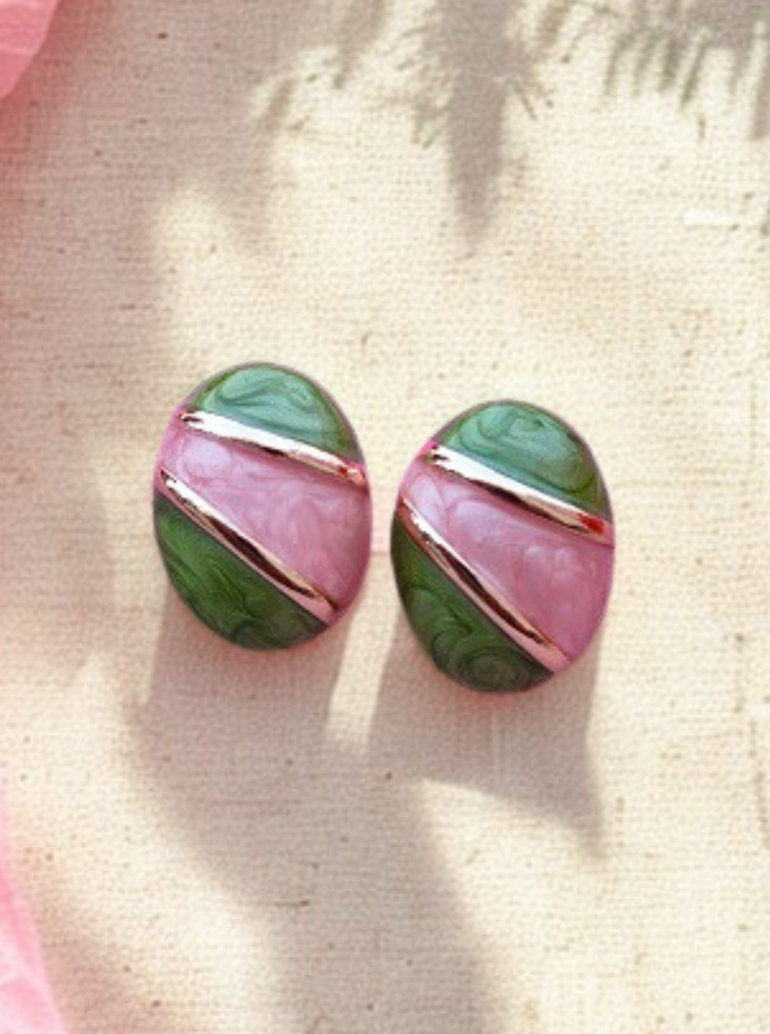 6COLOR OVAL DUOTONE EARRINGS