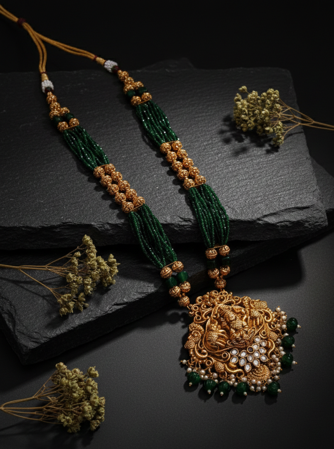 CHARVI GREEN BEAD HARAM