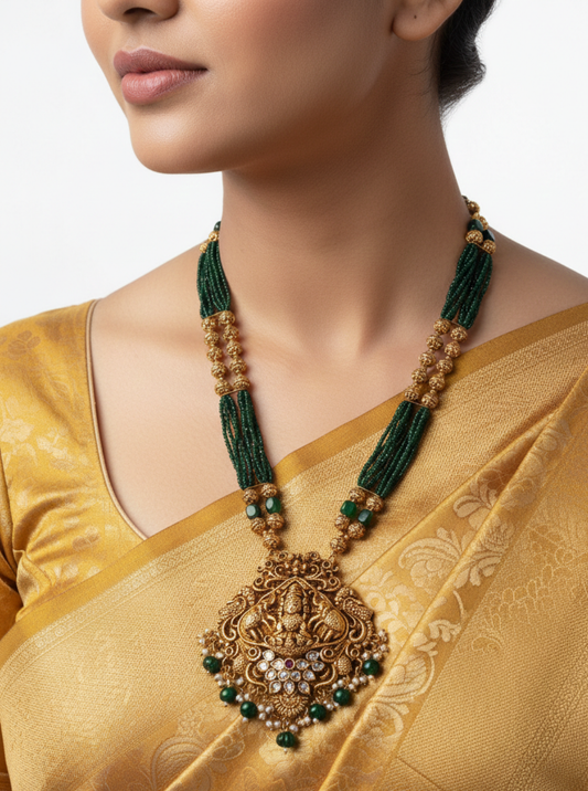 CHARVI GREEN BEAD HARAM