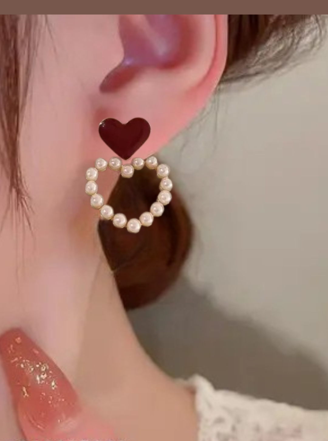 pearl earring heart shaped earrings ladybreeze
