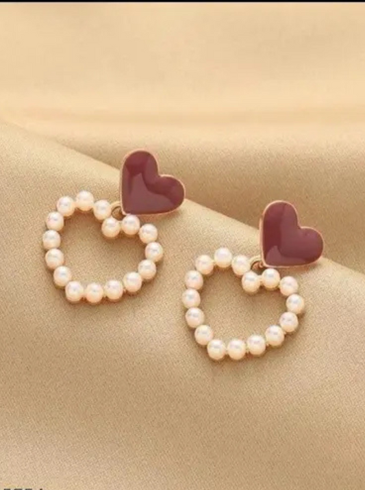 Cute korean heart earrings