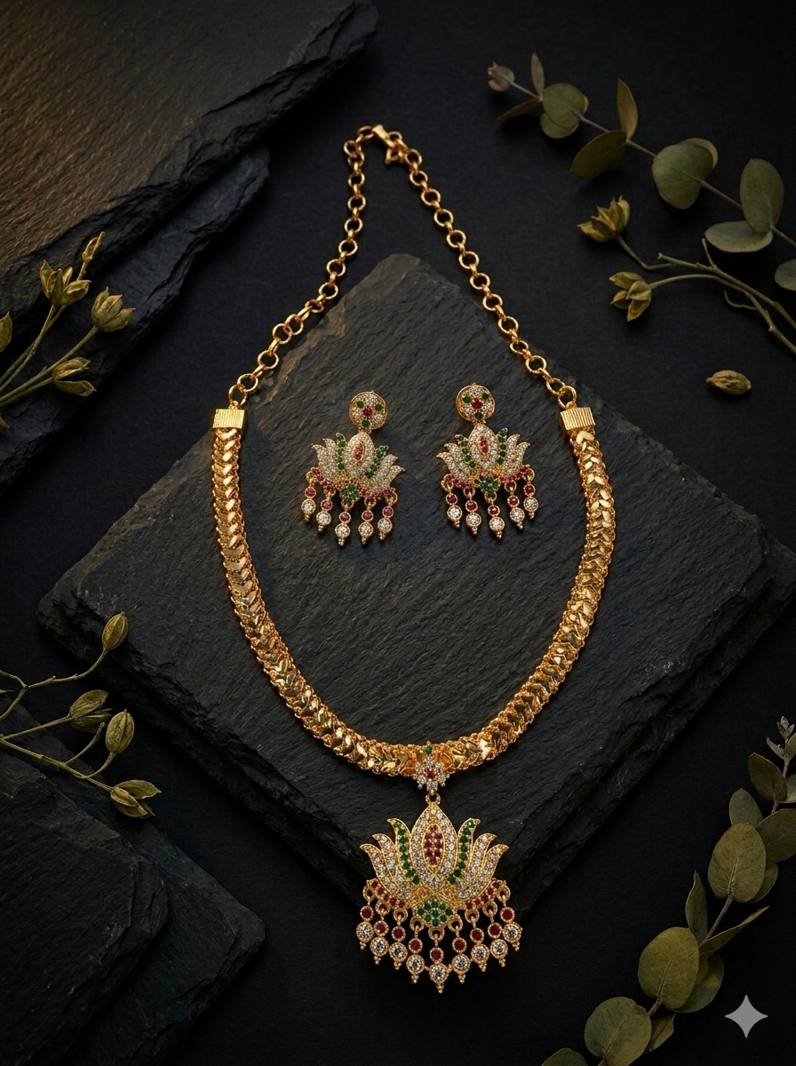 AASHRITA ROYAL LOTUS NECKLACE