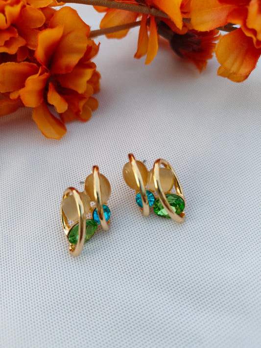 GOLDEN FOUR GEMSTONE EARRINGS