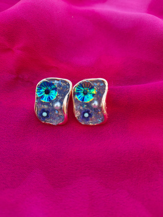 BLUE RIPPLE BLOOM EARRINGS