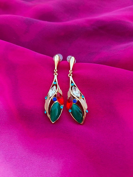 4COLOR FLORAL DROP EARRINGS
