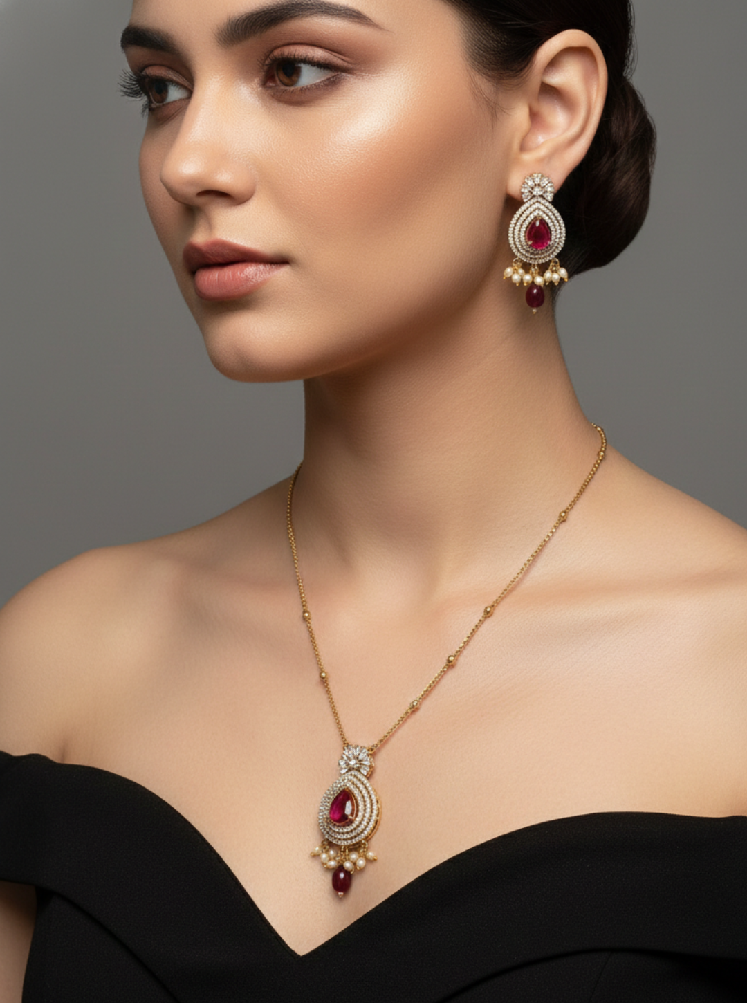 TEAR DROP KUNDAN NECKLACE