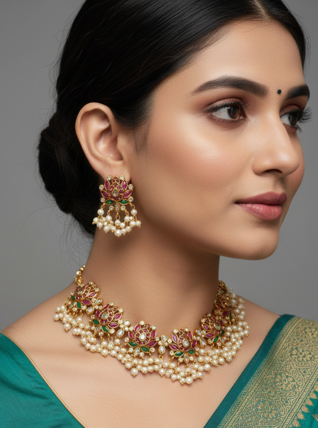 LOTUS KUNDAN PEARL NECKLACE