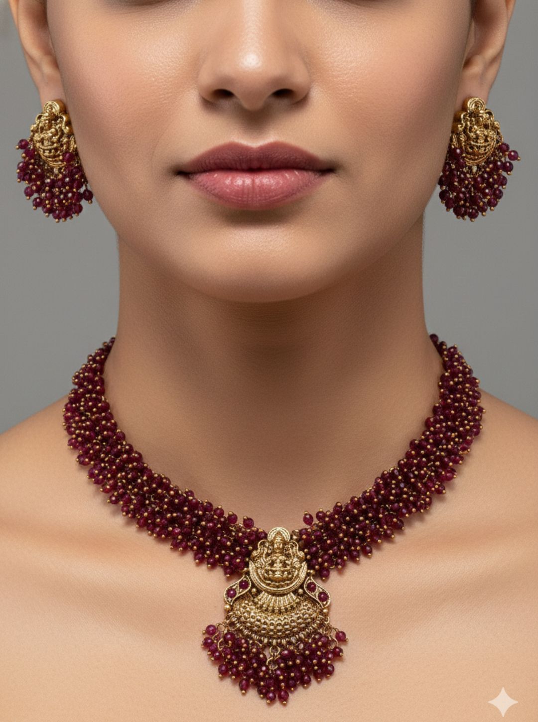 RUBY LAKSHMI TEMPLE NECKLACE