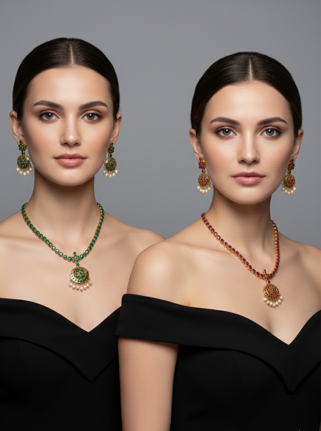 TRADITIONAL RUBY EMERALD NECKLACE