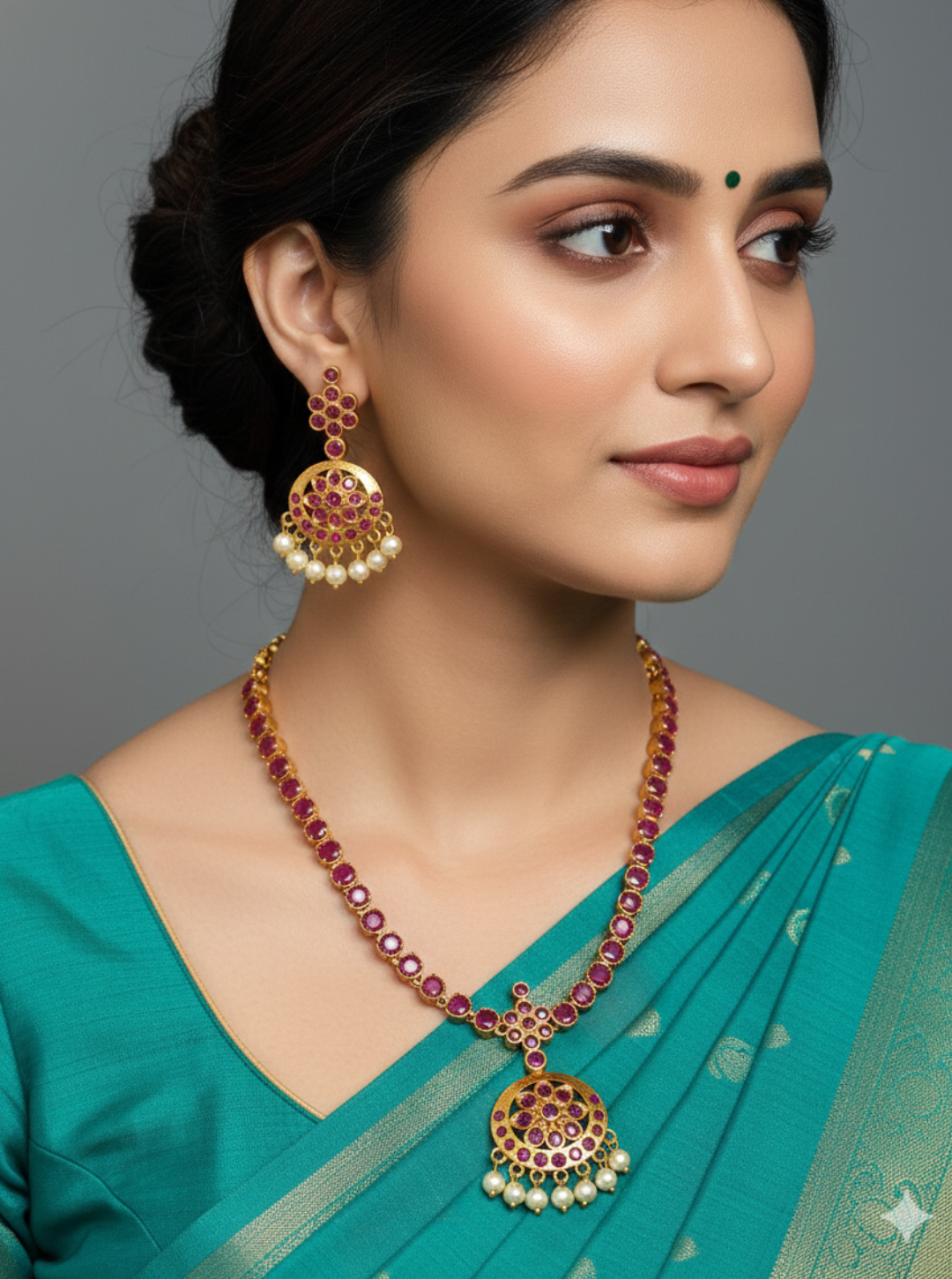 TRADITIONAL RUBY EMERALD NECKLACE