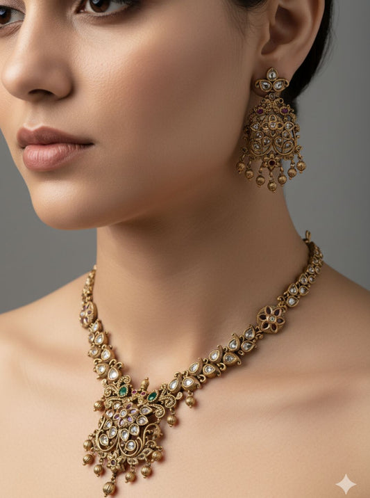 POLKI FLORAL NECKLACE