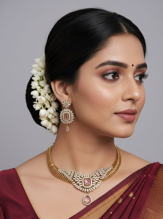 PINK CZ CHOKER NECKLACE