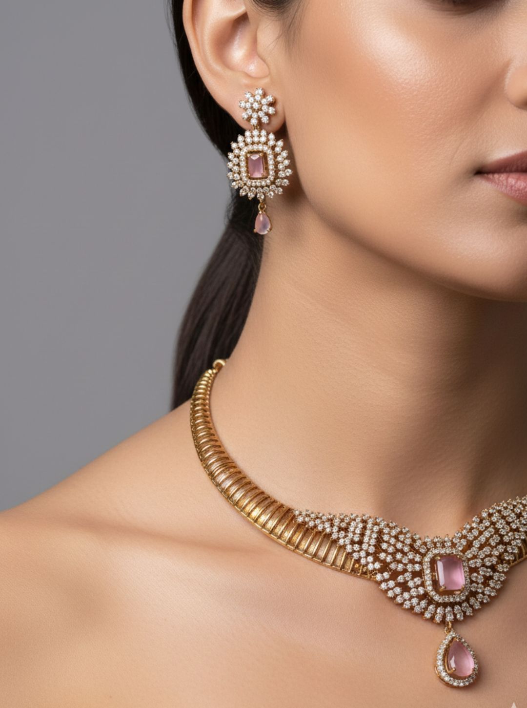 PINK CZ CHOKER NECKLACE