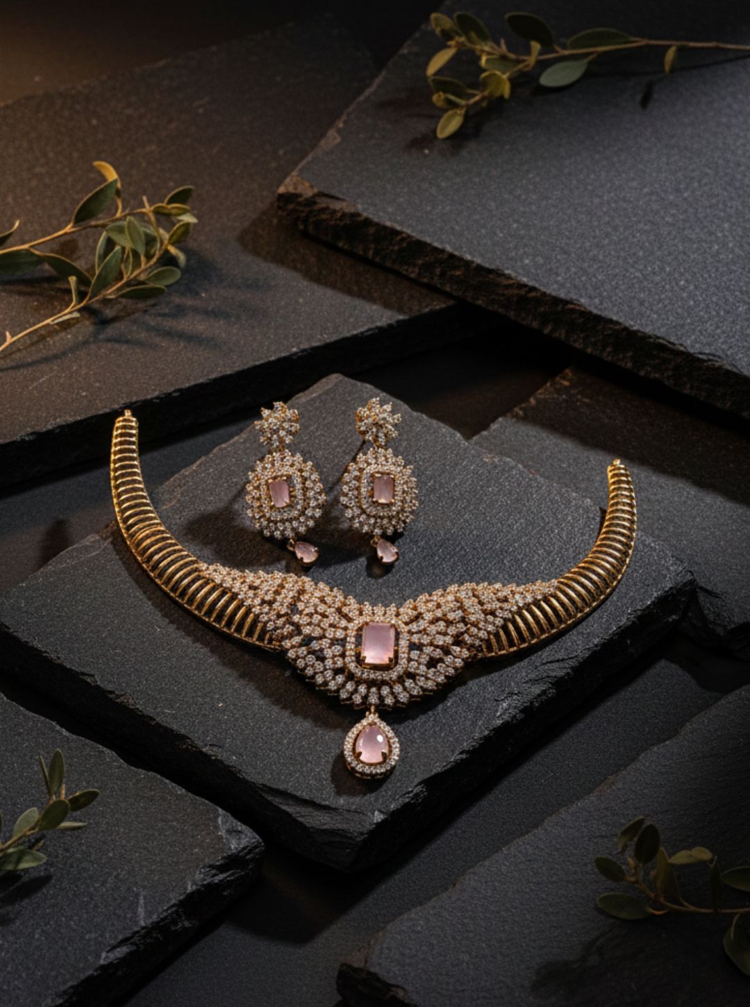 PINK CZ CHOKER NECKLACE