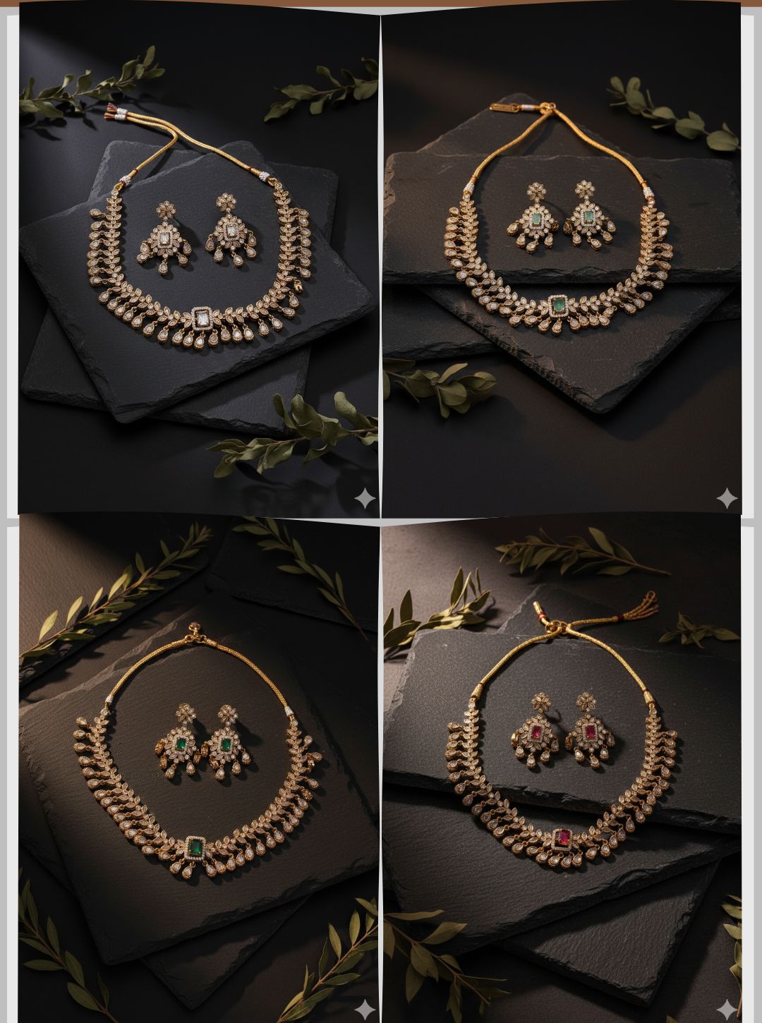 POLKI LEAF MOTIF NECKLACE