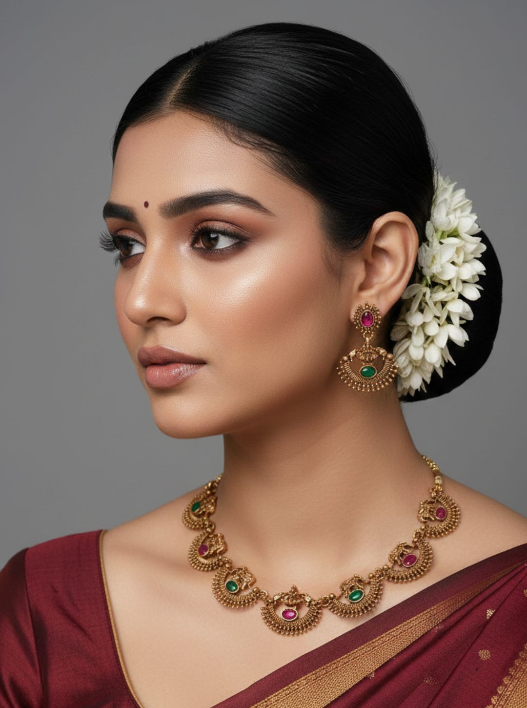 DUAL-TONE MOTIF TEMPLE NECKLACE