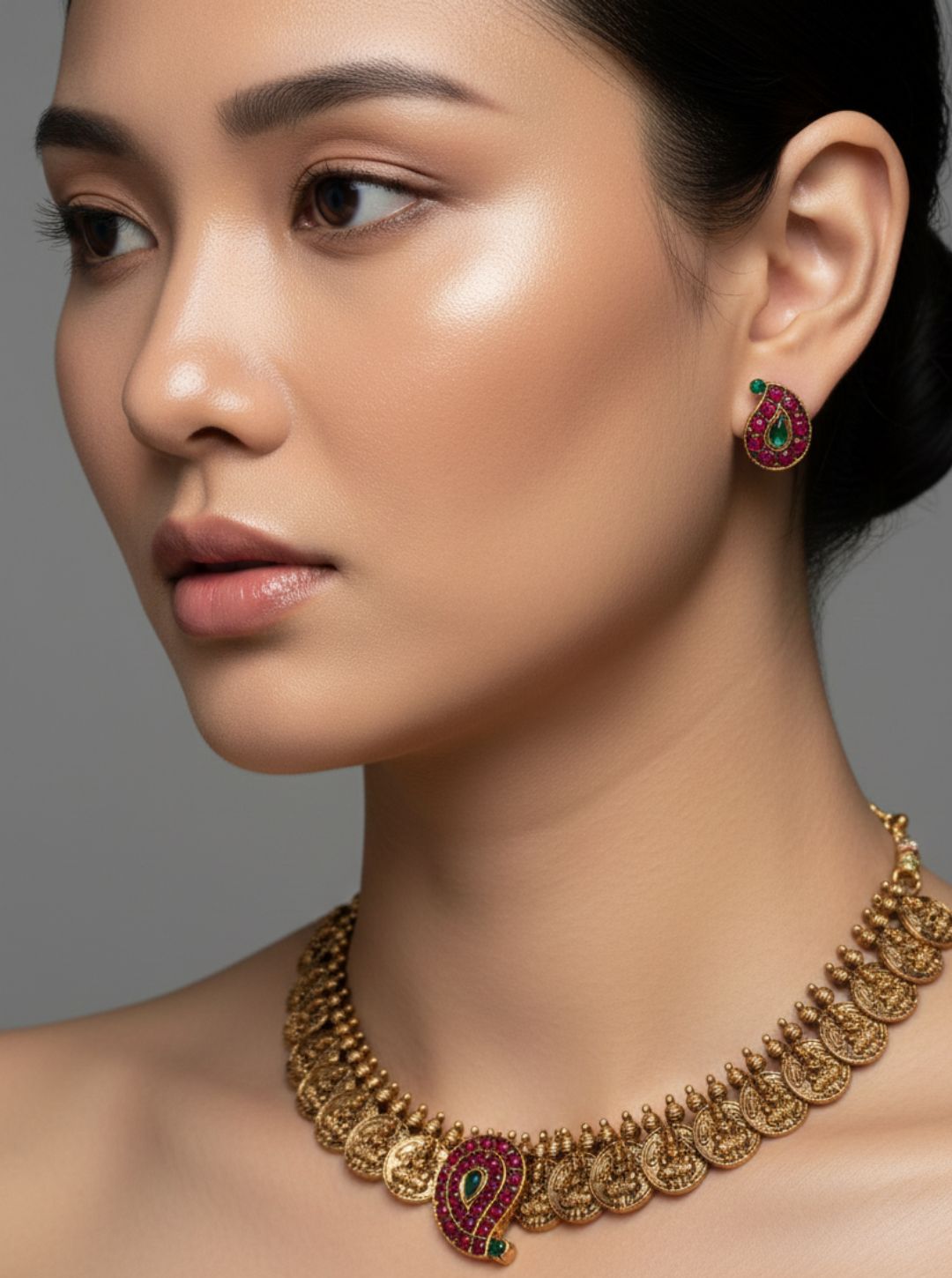 COIN RUBY CHOKER NECKLACE