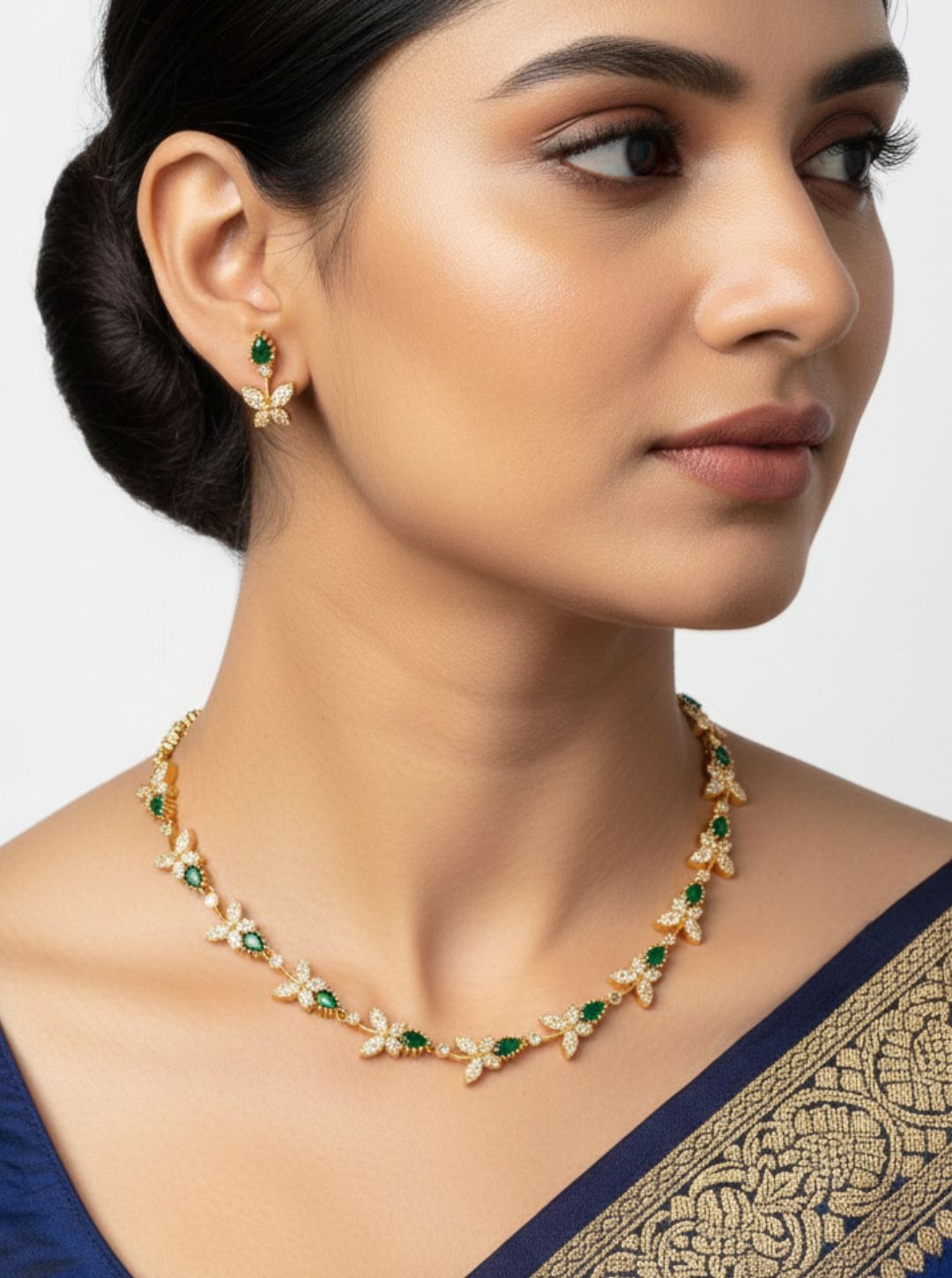 CZ 2-COLOR VINE NECKLACE