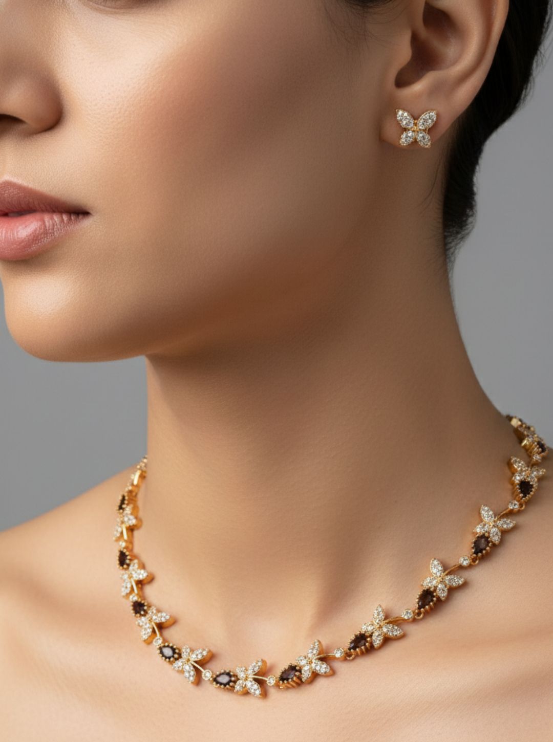 CZ 2-COLOR VINE NECKLACE