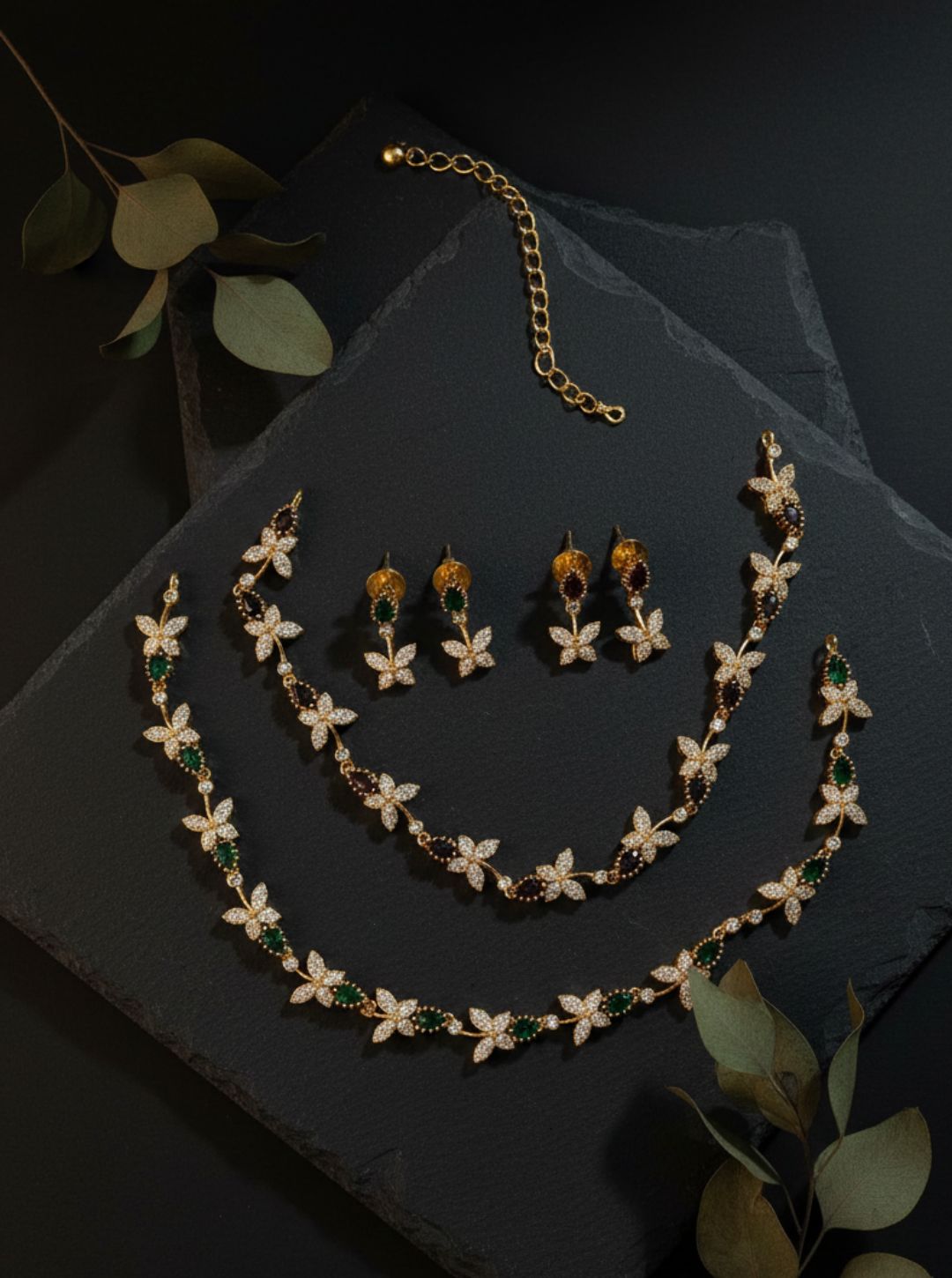 CZ 2-COLOR VINE NECKLACE