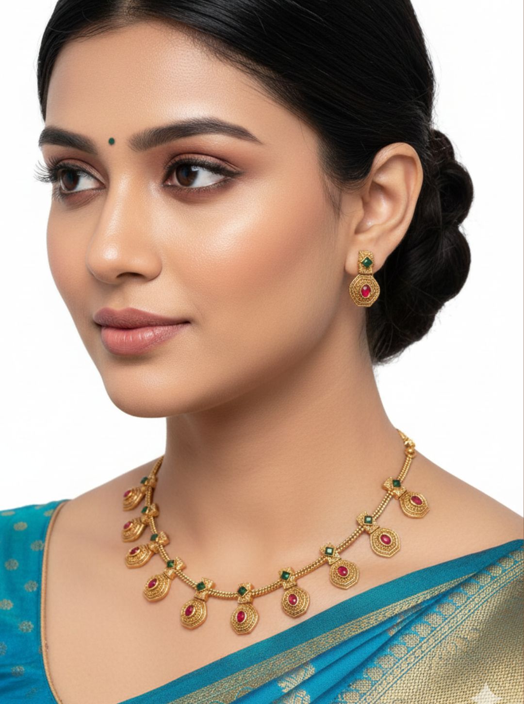 ANTIQUE MOTIF RUBY NECKLACE