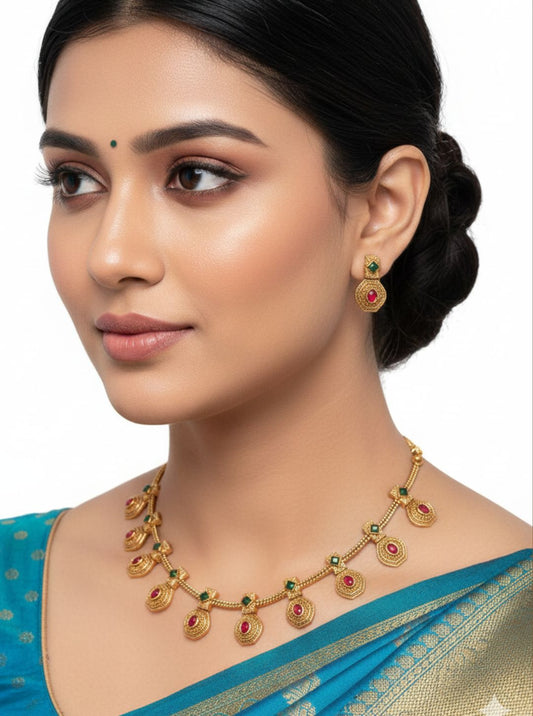 ANTIQUE MOTIF RUBY NECKLACE