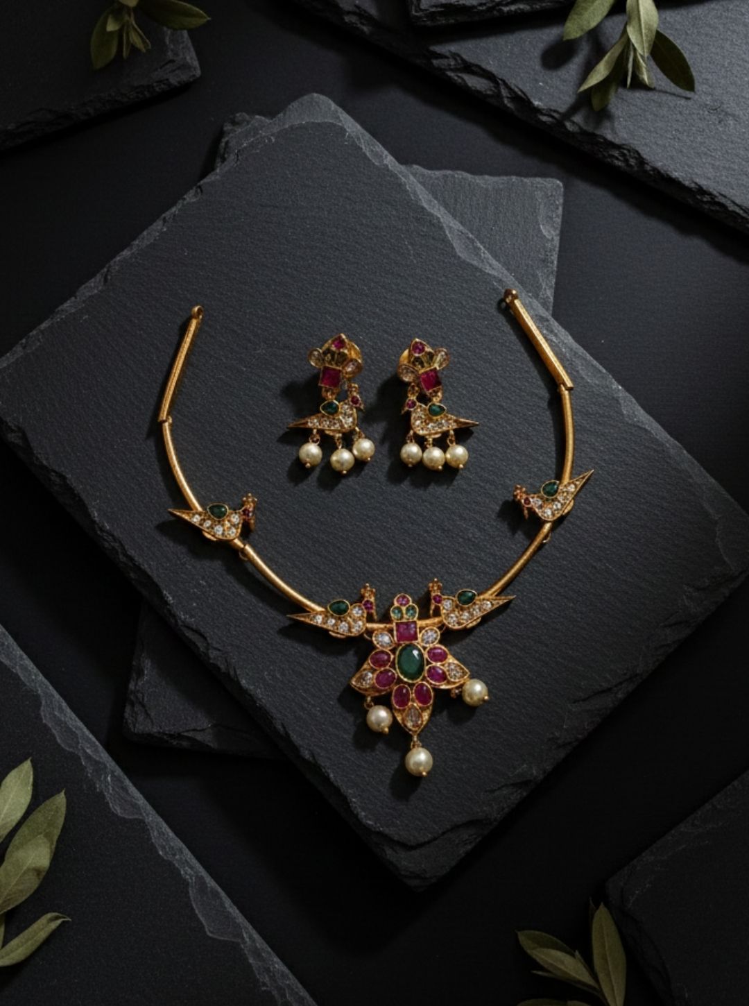 BIRD RUBY FLORAL NECKLACE