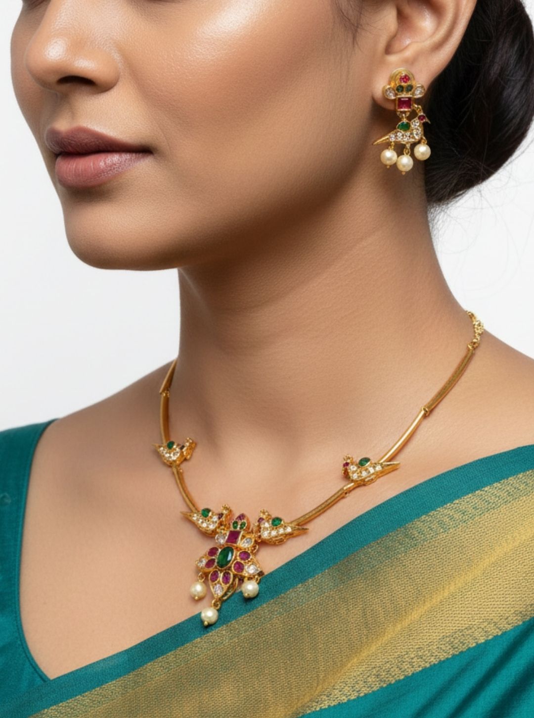 BIRD RUBY FLORAL NECKLACE