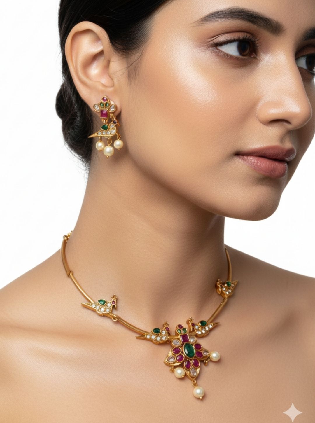 BIRD RUBY FLORAL NECKLACE