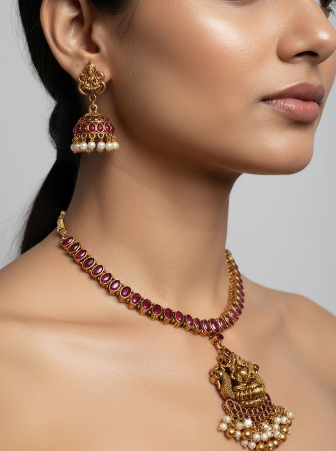 RUBY TEMPLE LAKSHMI NECKLACE