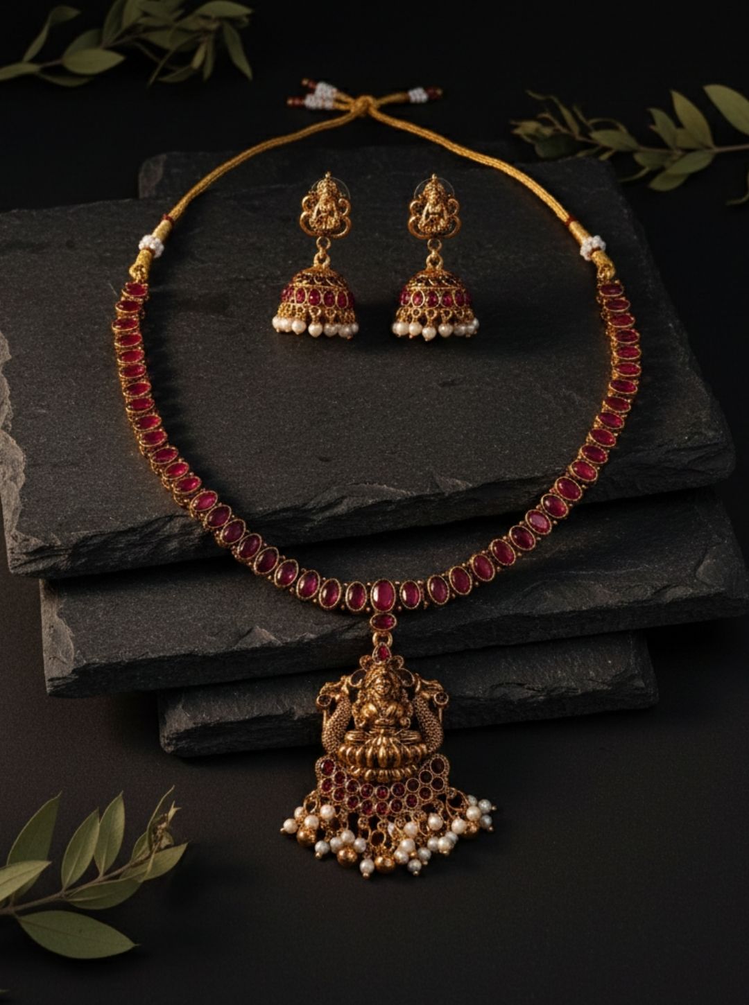 RUBY TEMPLE LAKSHMI NECKLACE