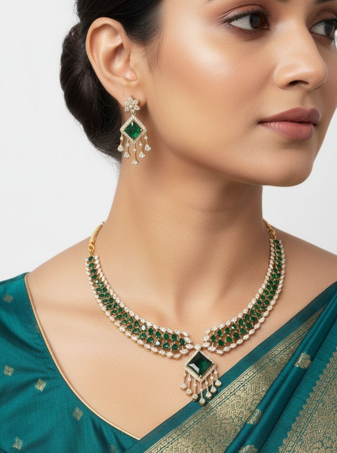 DUAL-TONE CZ CHOKER NECKLACE