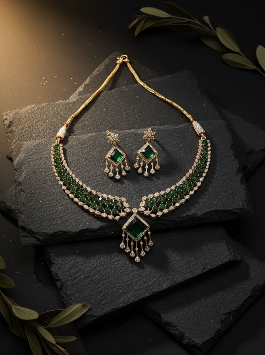 DUAL-TONE CZ CHOKER NECKLACE