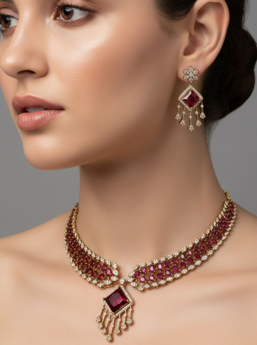 DUAL-TONE CZ CHOKER NECKLACE