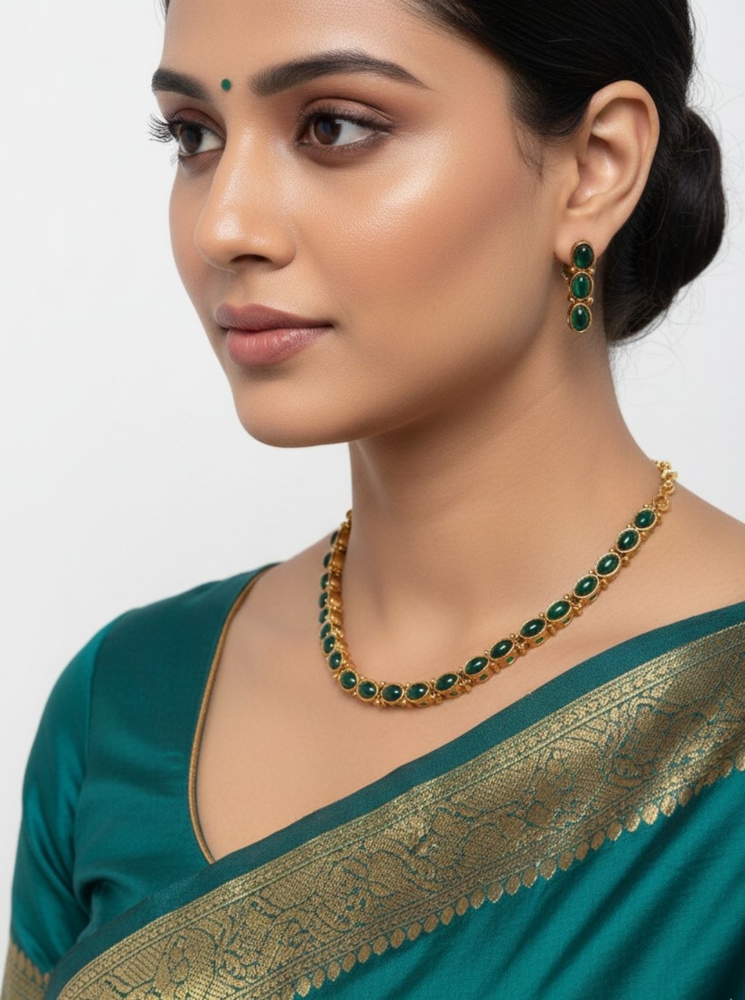 EMERALD CZ STATEMENT NECKLACE