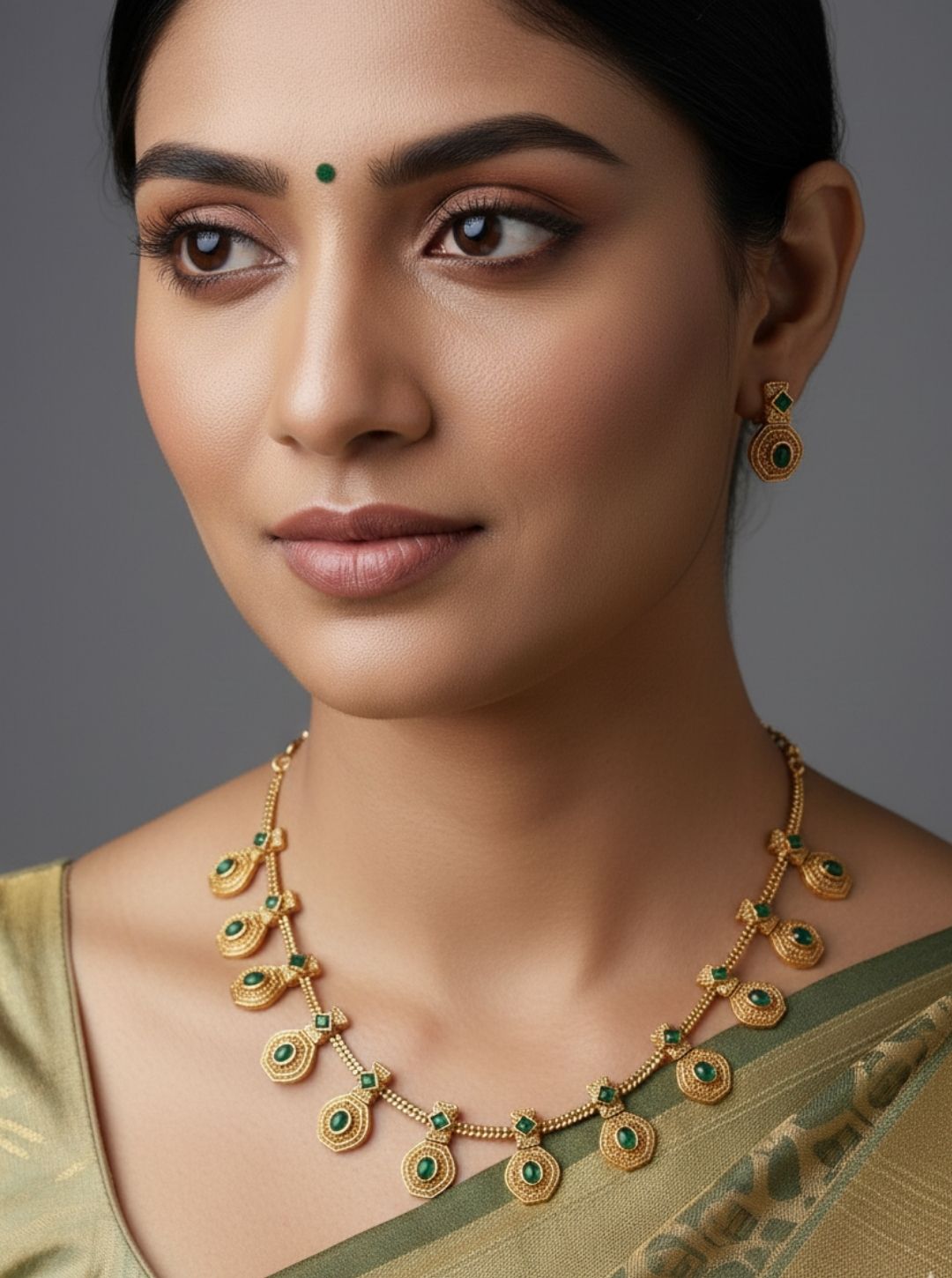 EMERALD CHARM DROP NECKLACE