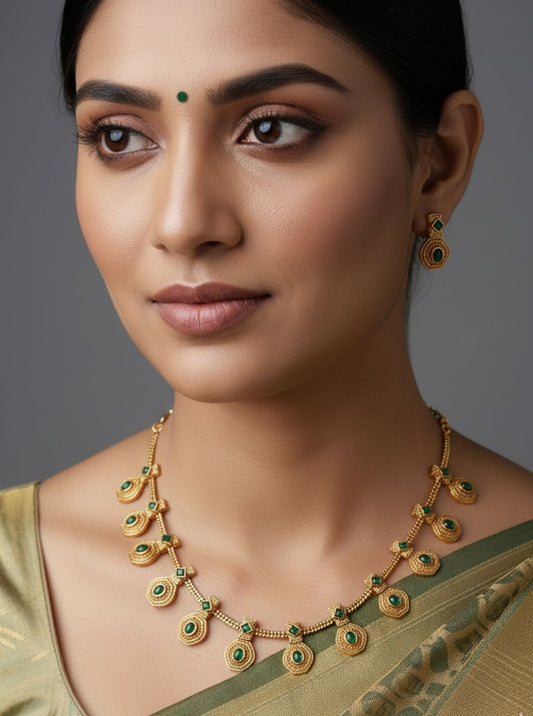 EMERALD CHARM DROP NECKLACE