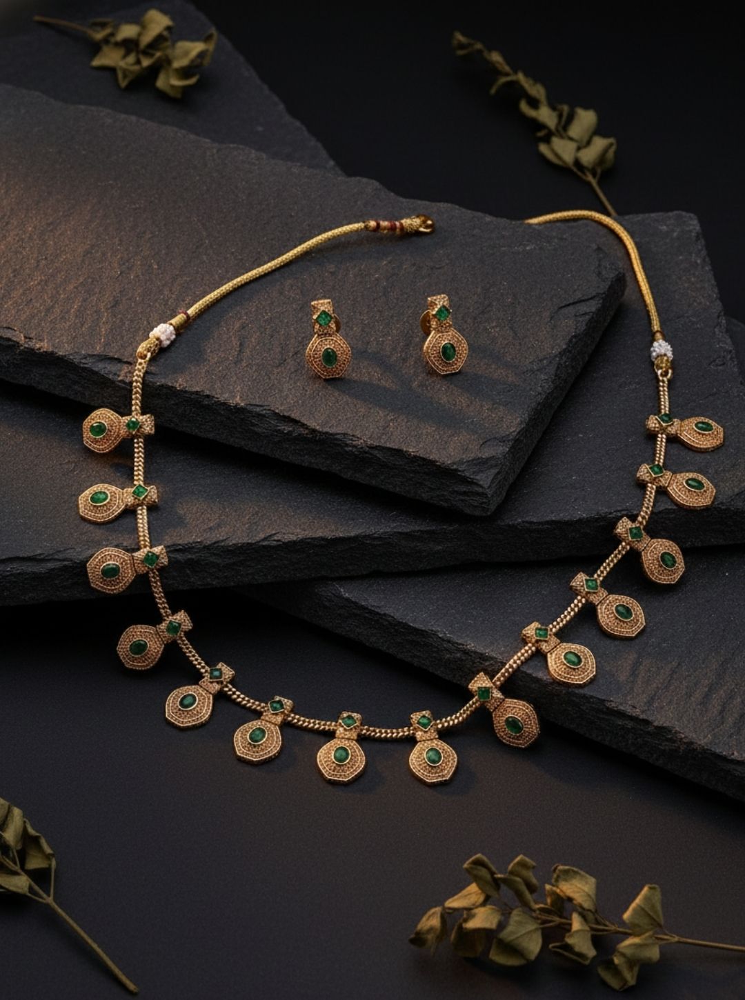 EMERALD CHARM DROP NECKLACE