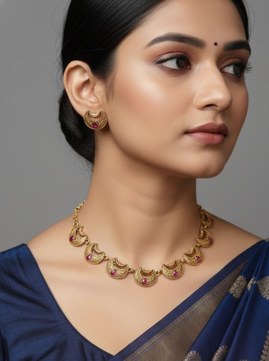 CRESCENT RUBY TEMPLE NECKLACE