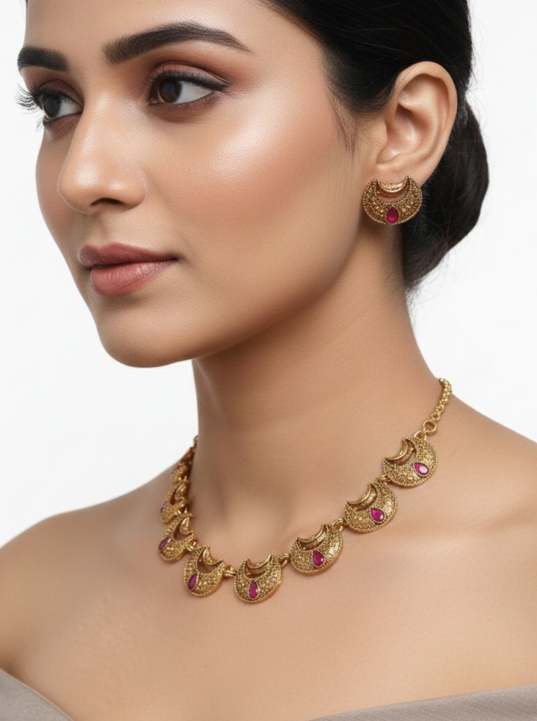 CRESCENT RUBY TEMPLE NECKLACE