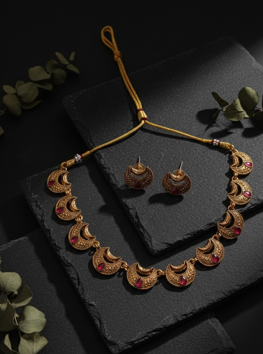 CRESCENT RUBY TEMPLE NECKLACE